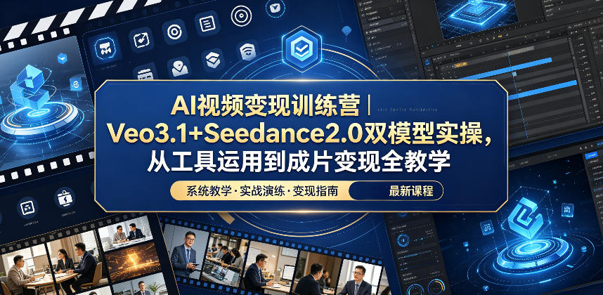 AI视频变现训练营|Veo3.1+Seedance2.0双模型实操,从工具运用到成片变现全教学-驿想项目网