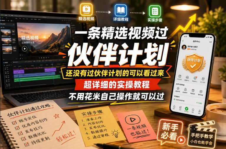 一条精选视频过伙伴计划，还没有过伙伴计划的可以看过来，超详细的实操教程，不用花米自己操作就可以过-驿想项目网