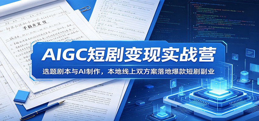 AIGC短剧变现实战营：选题剧本与AI制作，本地线上双方案落地爆款短剧副业-驿想项目网