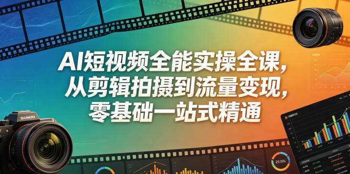 AI短视频全能实操全课，从剪辑拍摄到流量变现，零基础一站式精通-驿想项目网