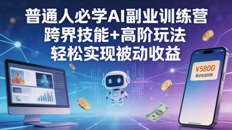 普通人必学AI副业训练营跨界技能+高阶玩法轻松实现被动收益-驿想项目网