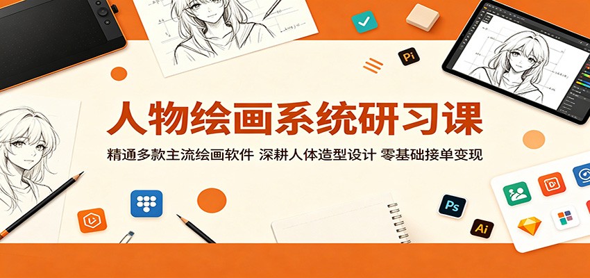 人物绘画系统研习课：精通多款主流绘画软件，深耕人体造型设计，零基础接单变现-驿想项目网