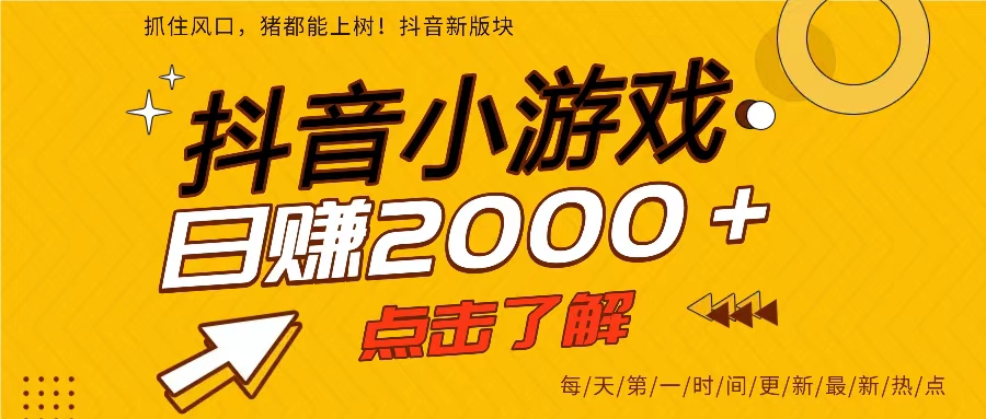 (16831期)25年爆火的抖音小游戏项目,一部手机日入2000➕-驿想项目网