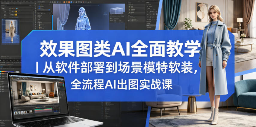 效果图类AI全面教学｜从软件部署到场景模特软装，全流程AI出图实战课-驿想项目网