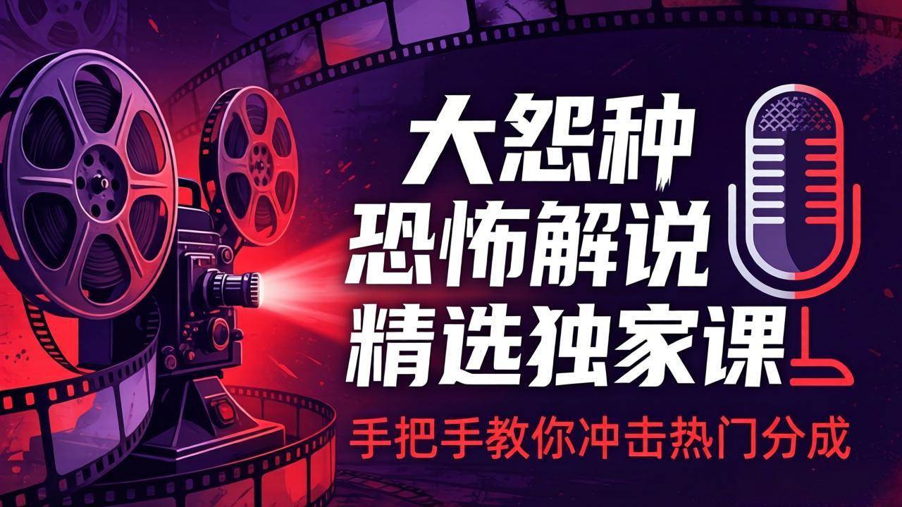 (17920期)大怨种恐怖解说精选独家课:电影下载+文案配音+片头封面,手把手教你冲击热门分成-驿想项目网