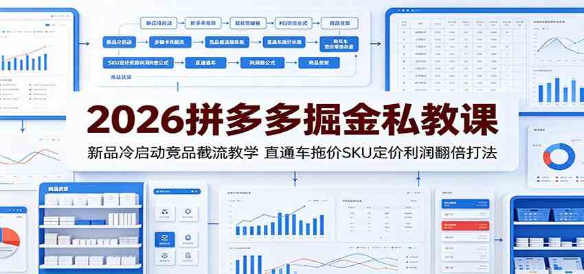 2026拼多多掘金私教课：新品冷启动竞品截流教学，直通车拖价SKU定价利润翻倍打法-驿想项目网