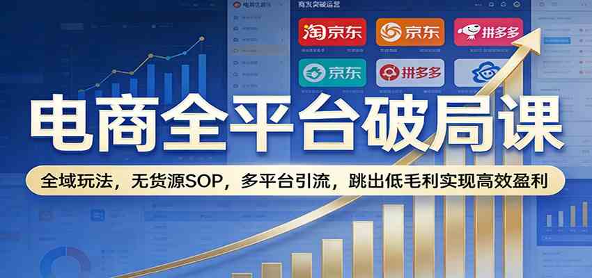 电商全平台破局课：全域玩法，无货源SOP，多平台引流，跳出低毛利实现高效盈利-驿想项目网