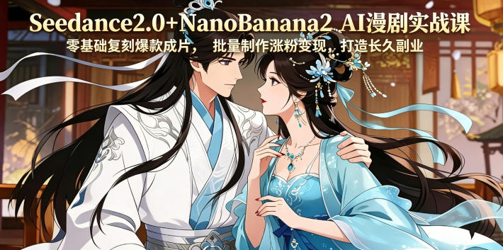 Seedance2.0+NanoBanana2 AI漫剧实战课，零基础复刻爆款成片涨粉变现，打造长久副业收益-驿想项目网