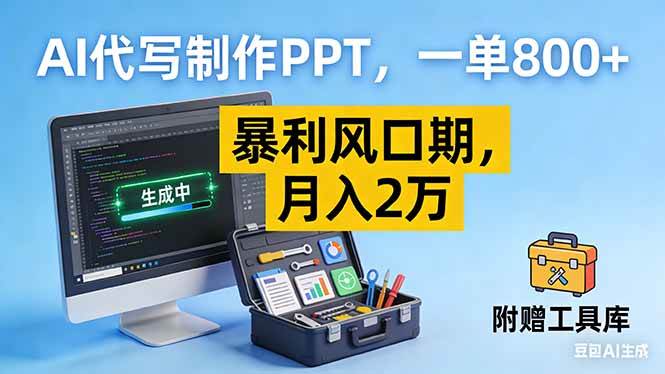 （16967期）AI代写制作PPT，一单800+， 暴利风口期，月入2万【附工具】-驿想项目网
