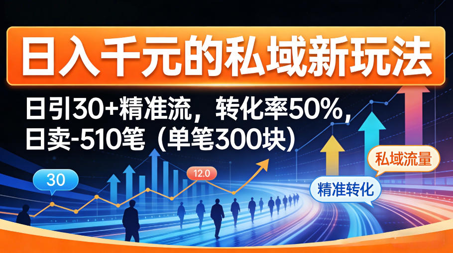 日入千米的私域新玩法：日引30＋精准流，转化率50%，日卖5-10笔（单笔300米）-驿想项目网
