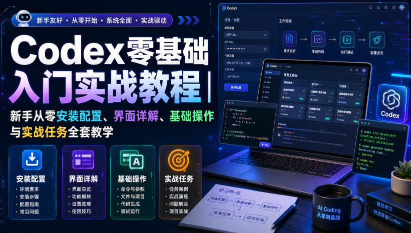 Codex零基础入门实战教程|新手从零安装配置、界面详解、基础操作与实战任务全套教学 Codex零基础入门实战教程|新手从零安装配置、界面详解、基础操作与实战任务全套教学