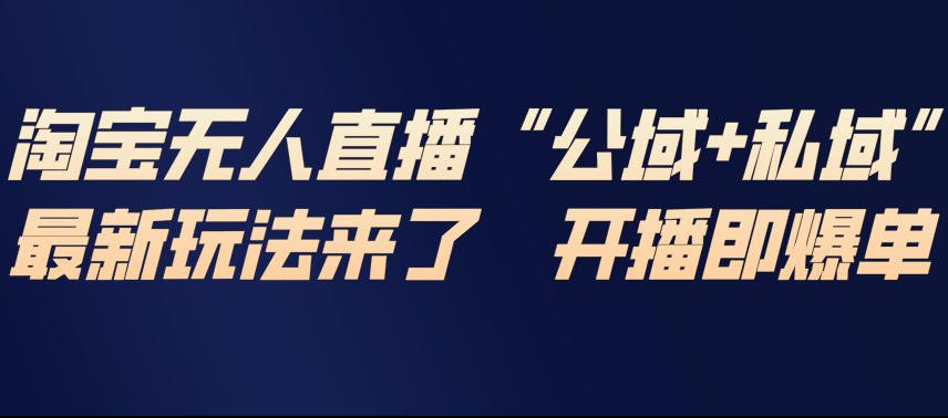 淘宝无人直播完整教程，公试+私域，最新玩法来了，开播即爆单-驿想项目网