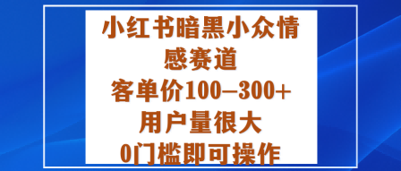 小红书暗黑小众情感赛道，客单价100-300+用户量很大，0门槛即可操作-驿想项目网