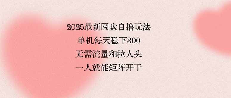 （15831期）2025最新网盘自撸玩法，单机每天稳下3张，无需流量和拉人头，一个人就…-驿想项目网