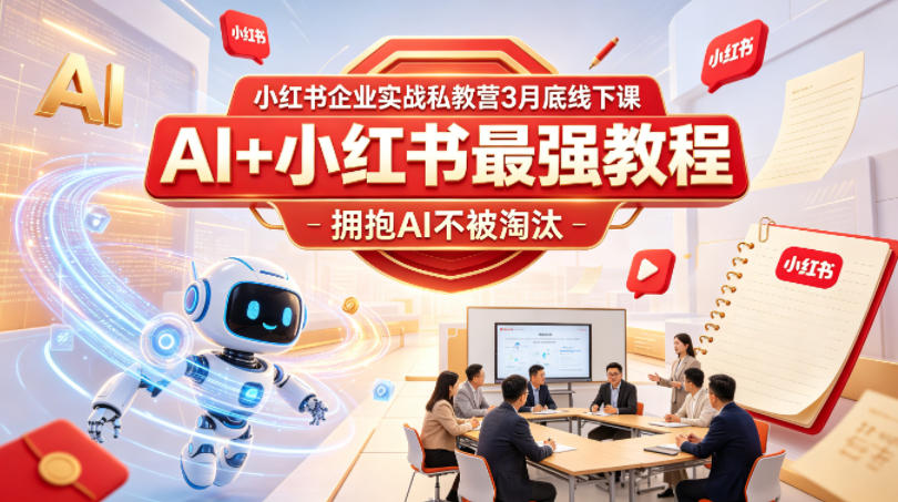 小红书企业实战私教营3月底线下课，AI+小红书最强教程，拥抱AI不被淘汰-驿想项目网
