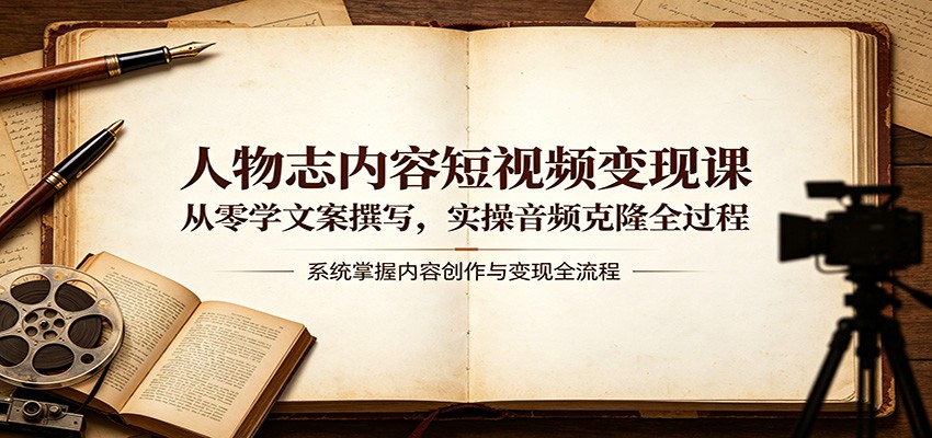 人物志内容短视频变现课：从零学文案撰写，实操音频克隆全过程-驿想项目网