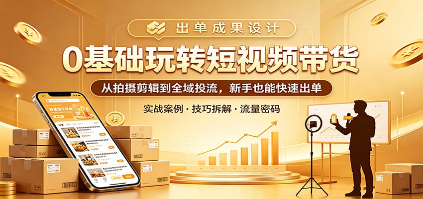 0基础玩转短视频带货：从拍摄剪辑到全域投流，新手也能快速出单-驿想项目网
