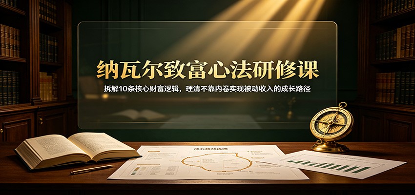 纳瓦尔致富心法研修课：拆解10条核心财富逻辑，理清不靠内卷实现被动收入的成长路径-驿想项目网