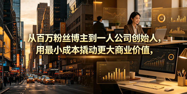 从百万粉丝博主到一人公司创始人，用最小成本撬动更大商业价值-驿想项目网