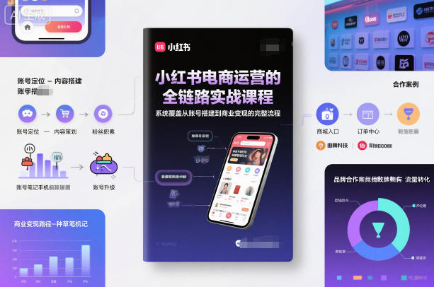 小红书电商运营的全链路实战课程，系统覆盖从账号搭建到商业变现的完整流程-驿想项目网