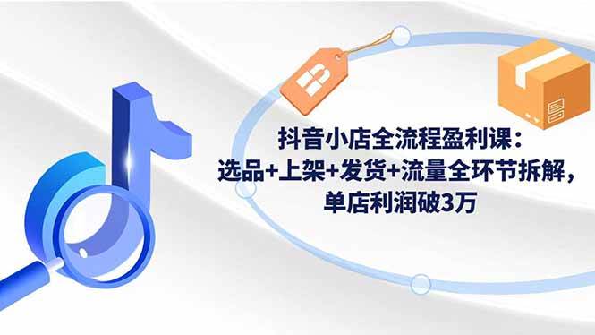 (16593期)抖音小店全流程盈利课:选品+上架+发货+流量全环节拆解,单店利润破3万-驿想项目网