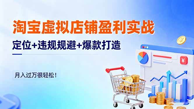 (16387期)淘宝虚拟店铺盈利实战:定位+违规规避+爆款打造,月入过万很轻松!-驿想项目网