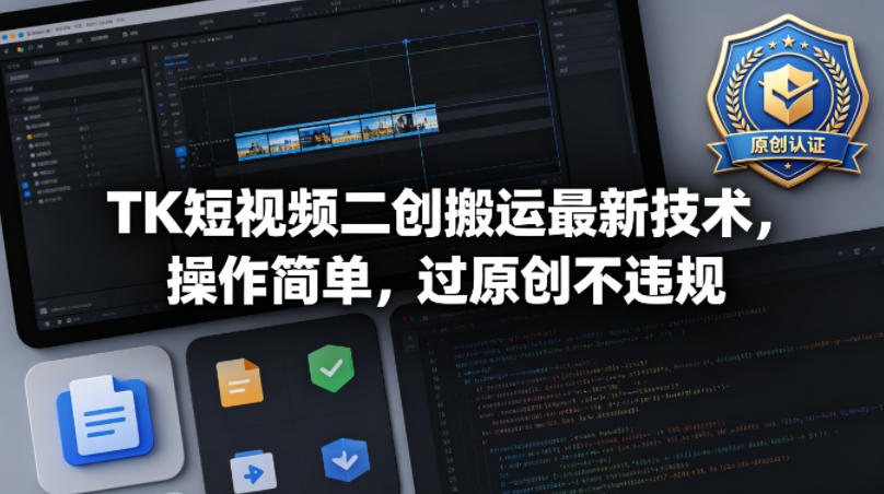 TK短视频二创搬运最新技术，操作简单，过原创不违规-驿想项目网