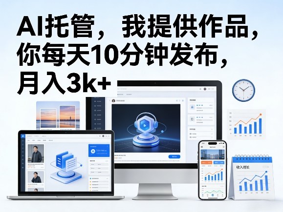 公众号AI托管，我提供作品，你每天10分钟发布，月入3k+【揭秘】-驿想项目网