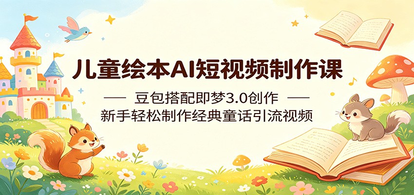 儿童绘本AI短视频制作课：豆包搭配即梦3.0创作，新手轻松制作经典童话引流视频-驿想项目网