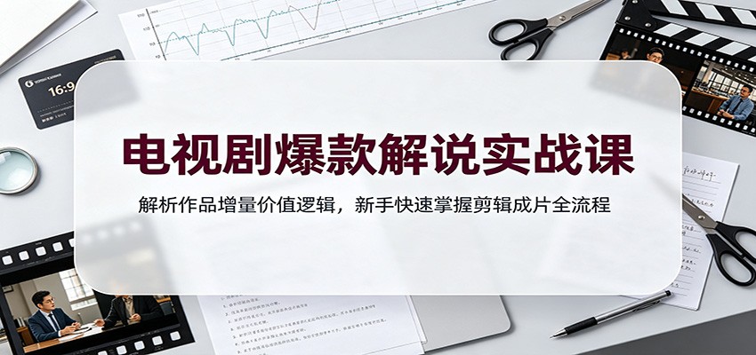 电视剧爆款解说实战课：解析作品增量价值逻辑，新手快速掌握剪辑成片全流程-驿想项目网