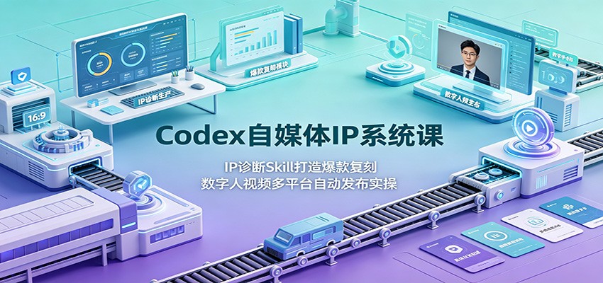 Codex自媒体IP系统课：IP诊断Skill打造爆款复刻，数字人视频多平台自动发布实操-驿想项目网