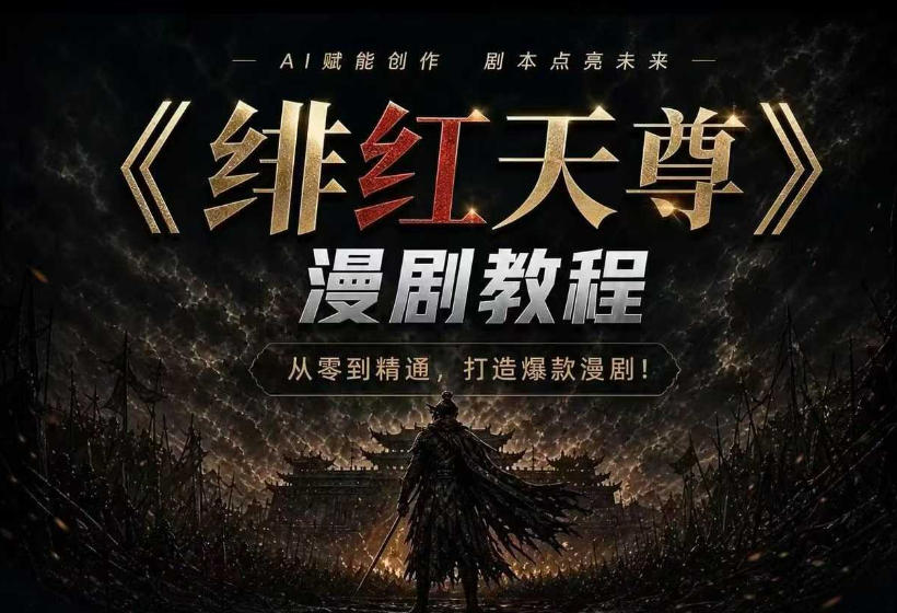绯红天尊AI漫剧系统教程｜从零入门到精通，工具运用+剧本创作+爆款逻辑+提示词素材+镜头剪辑，全套爆款漫剧落地实战课-驿想项目网