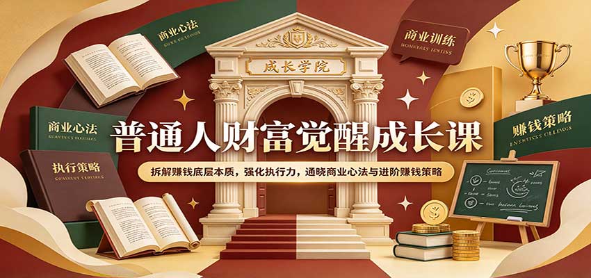 普通人财富觉醒成长课：拆解赚钱底层本质，强化执行力，通晓商业心法与进阶赚钱策略-驿想项目网