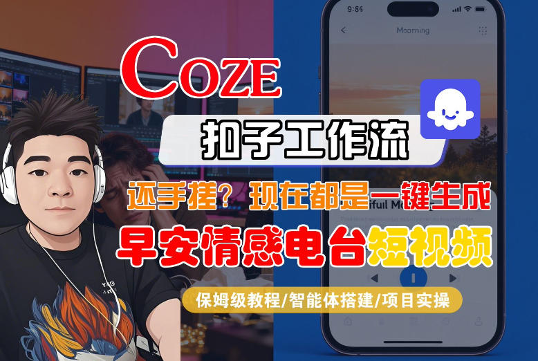 【Coze工作流搭建实操教程】【coze】早安情感电台日签视频还在手动做?用扣子工作流自动生成,省时90%-驿想项目网