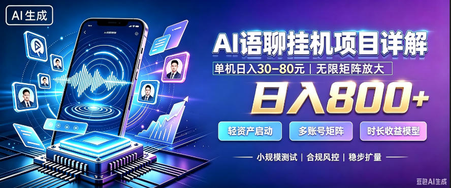 AI聊天挂G项目，日入800+，适用个人副业，支持工作室矩阵操作，放大收益【揭秘】-驿想项目网