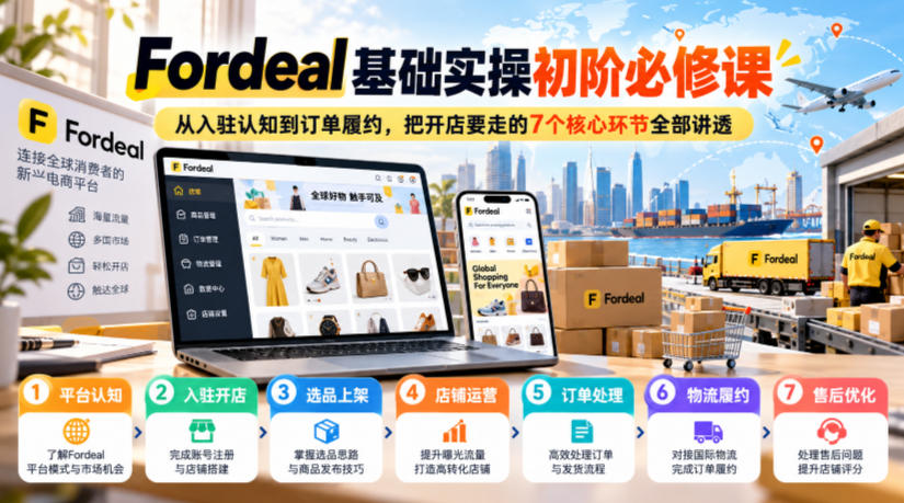 Fordeal基础实操初阶必修课，从入驻认知到订单履约，把开店要走的7个核心环节全部讲透-驿想项目网