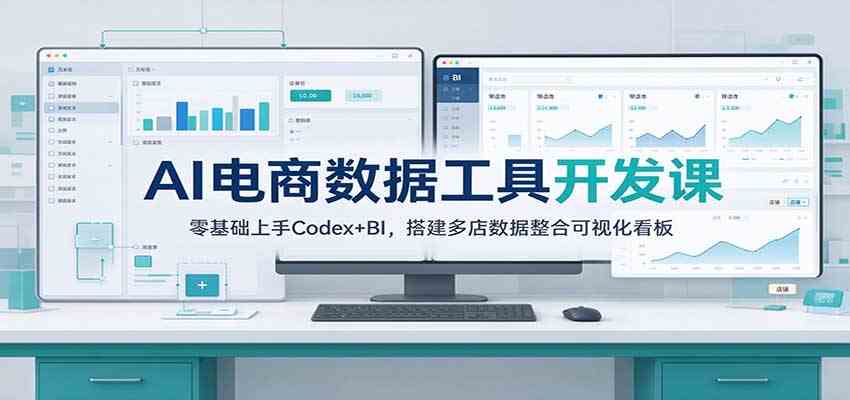 AI电商数据工具开发课：零基础上手Codex+BI，搭建多店数据整合可视化看板-驿想项目网