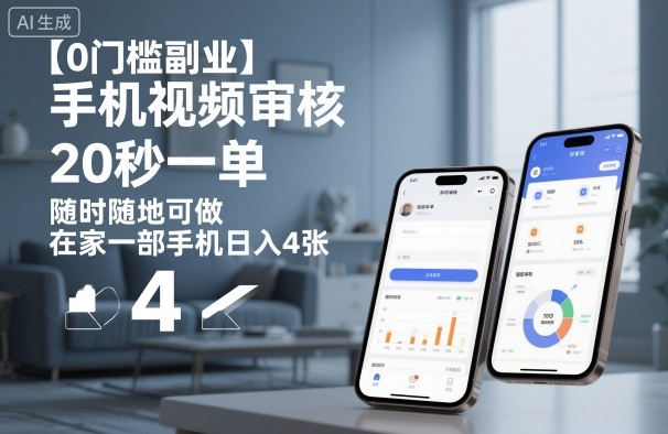 【0门槛副业】手机视频审核，20秒一单，随时随地可做，在家一部手机日入4张【揭秘】-驿想项目网