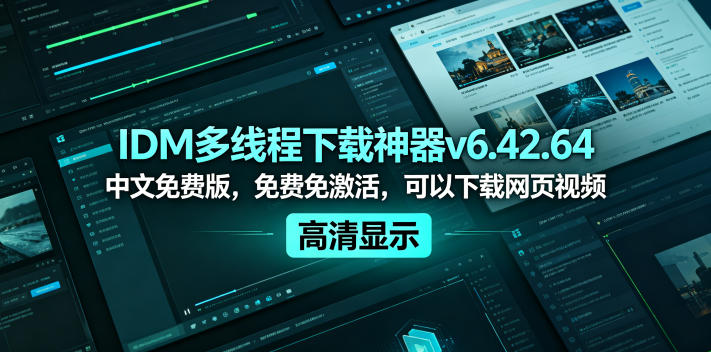 IDM多线程下载神器v6.42.64中文免费版，免费免激活，可以下载网页视频（例如飞书文档内的视频）-驿想项目网