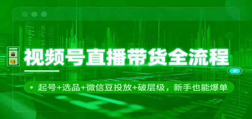 视频号直播带货全流程:起号+选品+微信豆投放+破层级,新手也能爆单-驿想项目网