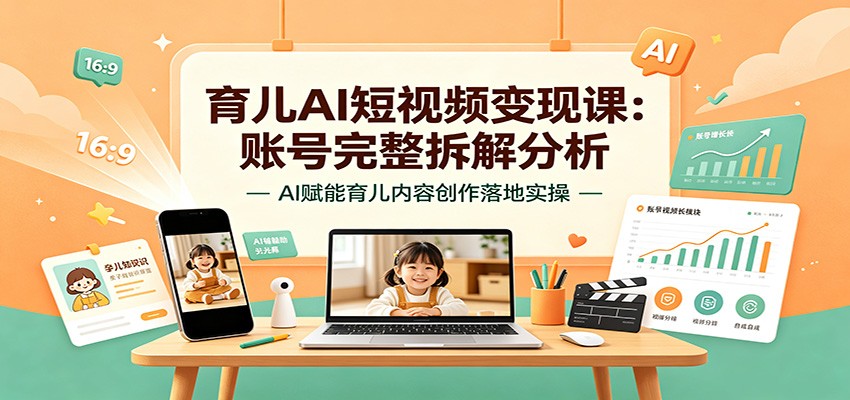 育儿AI短视频变现课：账号完整拆解分析，AI赋能育儿内容创作落地实操-驿想项目网