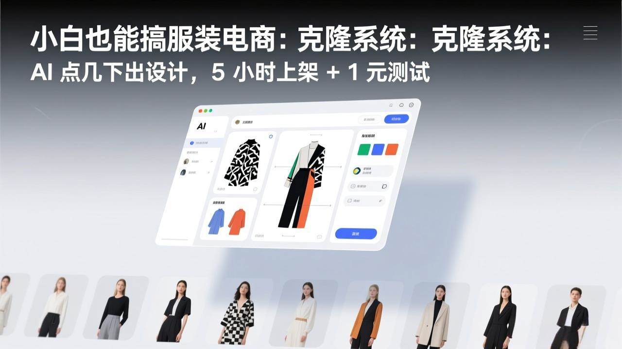 （17411期）小白也能搞服装电商：克隆系统：AI 点几下出设计，5 小时上架 + 1 元测试-驿想项目网