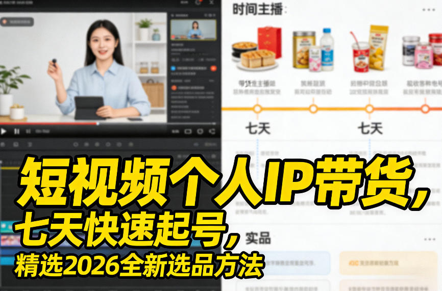 短视频个人IP带货,七天快速起号,精选2026全新选品方法 短视频个人IP带货,七天快速起号,精选2026全新选品方法