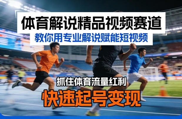 体育解说精品视频赛道，教你用专业解说赋能短视频，抓住体育流量红利，快速起号变现-驿想项目网