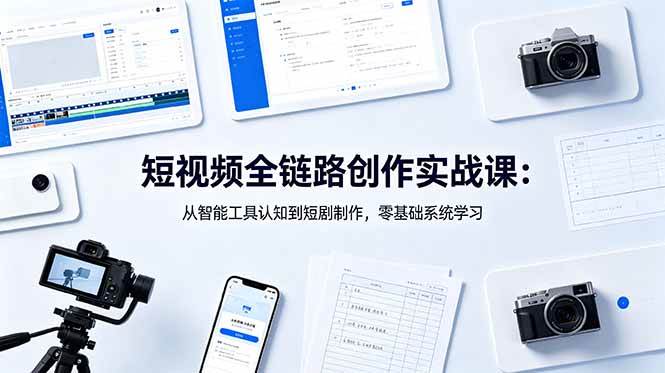 （18683期）短视频全链路创作实战课：从智能工具认知到短剧制作，零基础系统学习-驿想项目网
