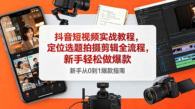 （18524期）抖音短视频实战教程，定位选题拍摄剪辑全流程，新手轻松做爆款-驿想项目网