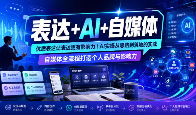 表达+AI+自媒体，优质表达让表达更有影响力|AI实操从思路到落地的实战|自媒体全流程打造个人品牌与影响力-驿想项目网