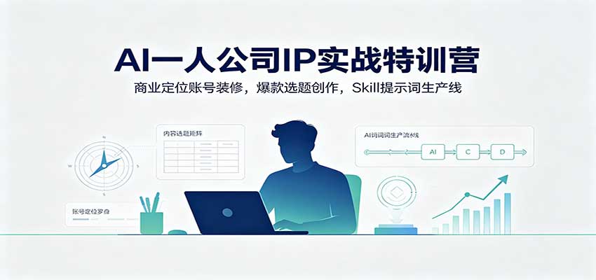 AI一人公司IP实战特训营：商业定位账号装修，爆款选题创作，Skill提示词生产线-驿想项目网