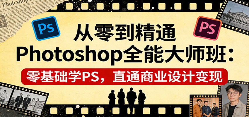 从零到精通Photoshop全能大师班：零基础学PS，直通商业设计变现-驿想项目网