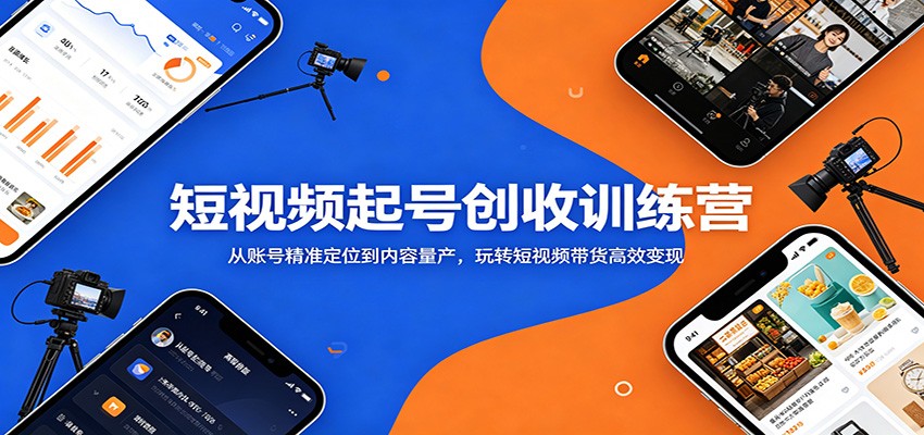 短视频起号创收训练营：从账号精准定位到内容量产，玩转短视频带货高效变现-驿想项目网